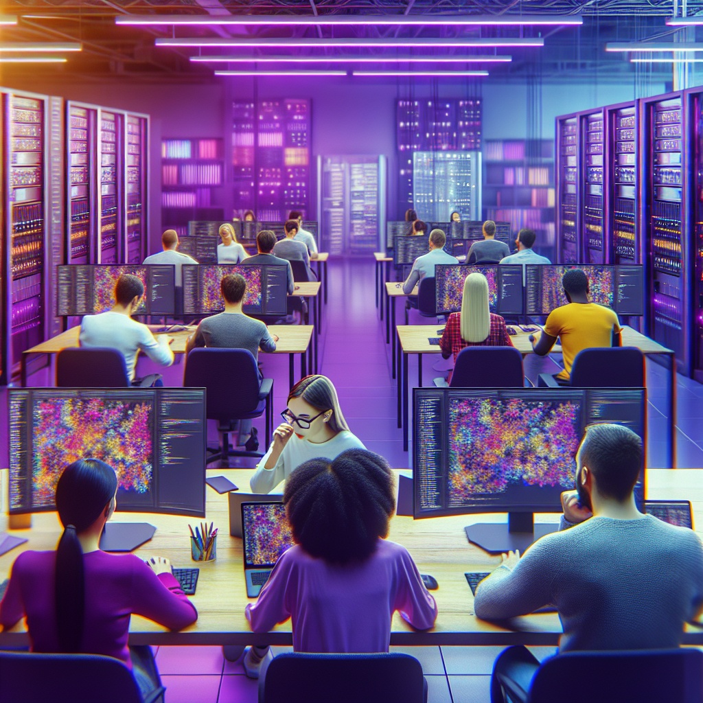 A,Bustling,Office,Space,With,Developers,Coding,On,Computers,,Servers